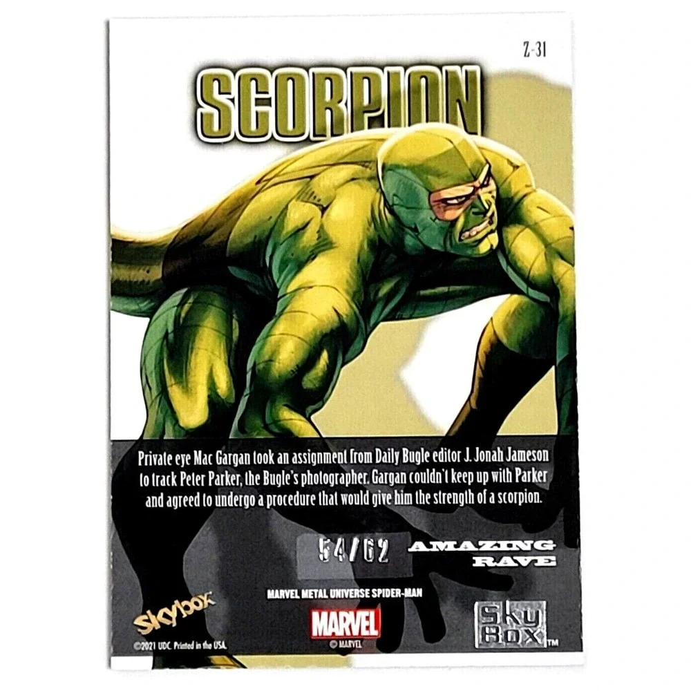 MARVEL‎ METAL UNIVERSE SPIDER-MAN - SCORPION Z-FORCE AMAZING RAVE #D 54/62